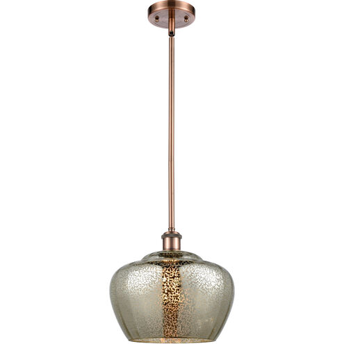 Ballston Large Fenton LED 11 inch Antique Copper Pendant Ceiling Light in Mercury Glass, Ballston