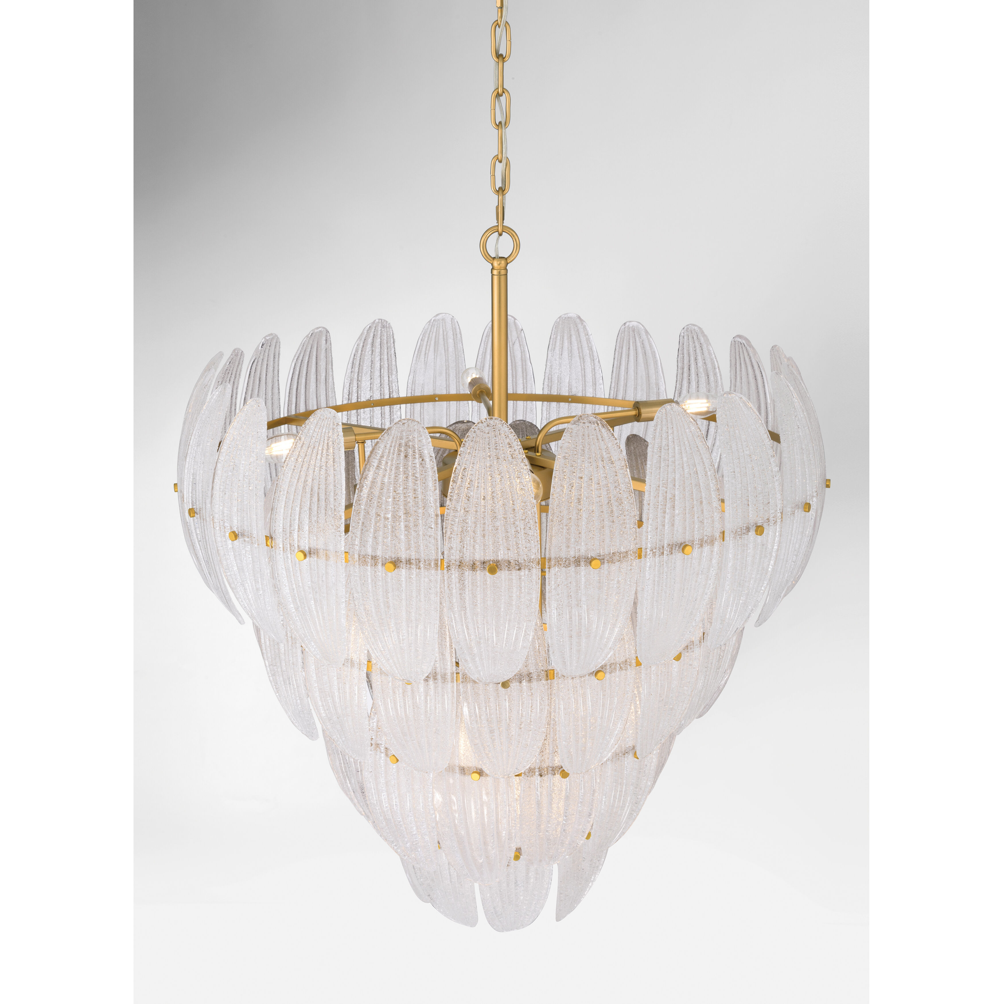 Marclaire 15 Light 32.75 inch Legacy Brass Pendant Ceiling Light in Clear Textured Handmade Glass