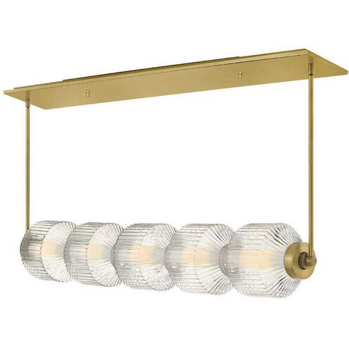 Reign LED 46.75 inch Lacquered Brass Chandelier Ceiling Light, Linear & Oval