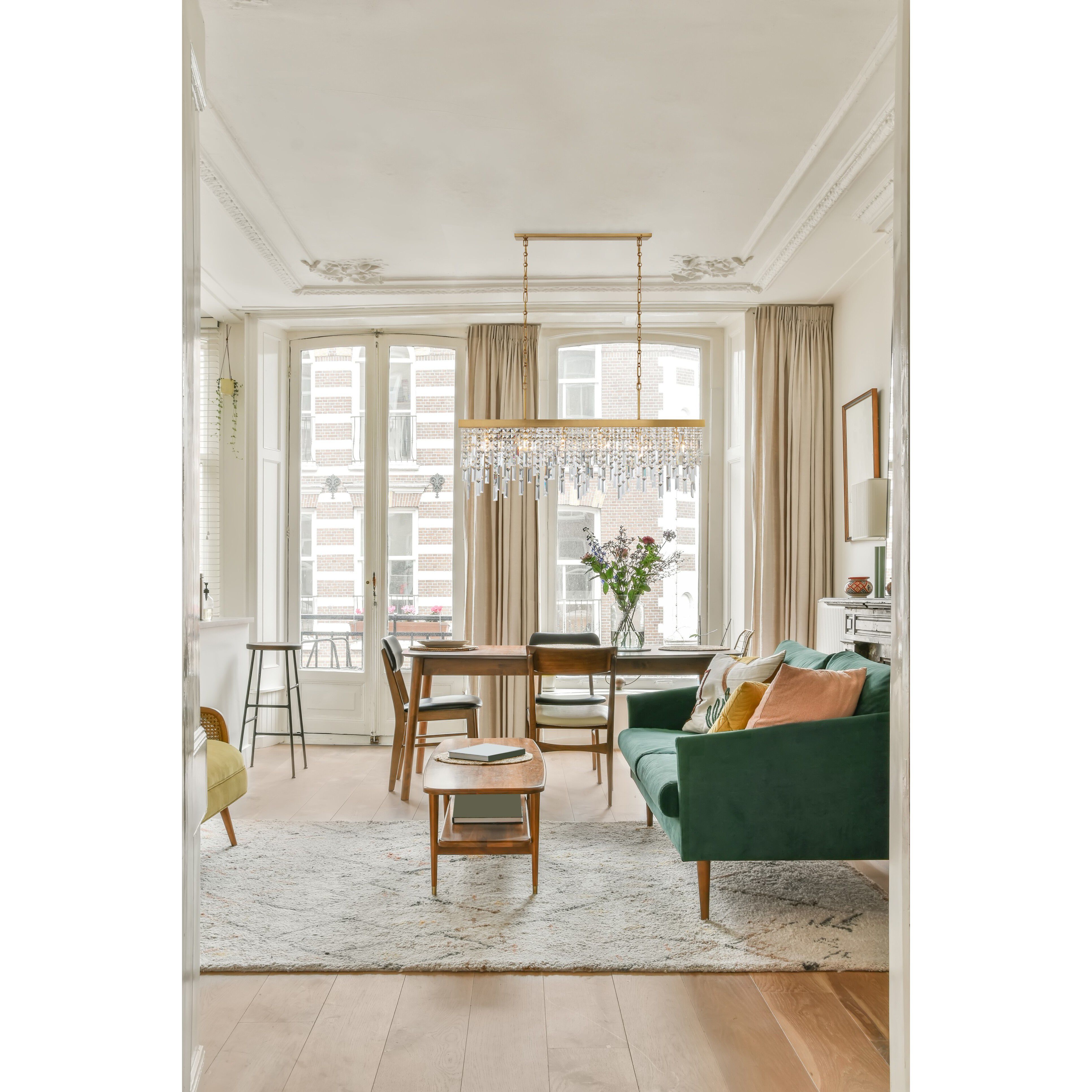 Winfield 6 Light 49 inch Antique Gold Linear Chandelier Ceiling Light