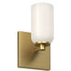 Nola Wall Sconce Wall Light in Brushed Gold, Glossy Opal Glass Shade