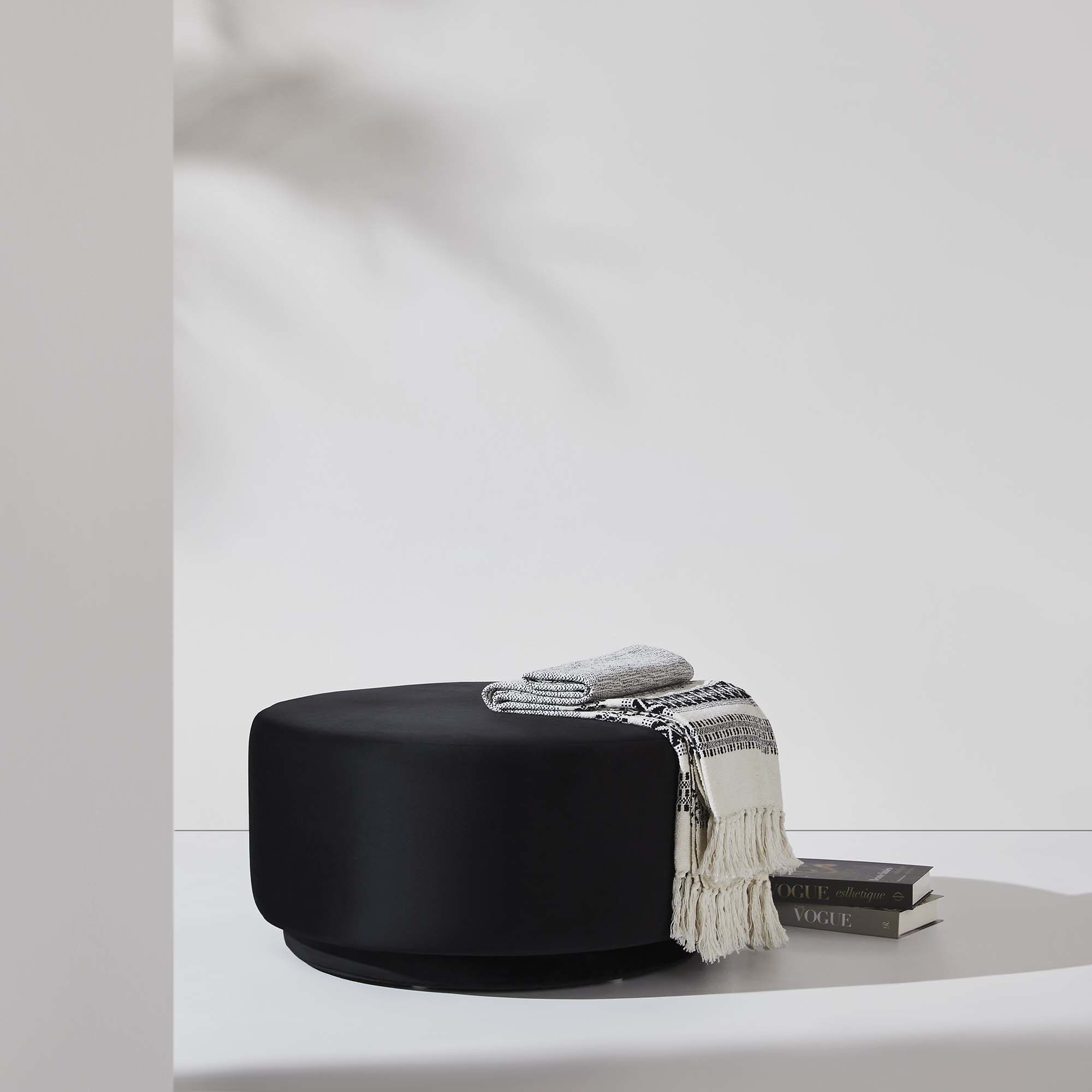 Colum 15 inch Black Ottoman