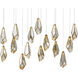 Glace 15 Light 48 inch Painted Silver/Antique Brass Multi-Drop Pendant Ceiling Light