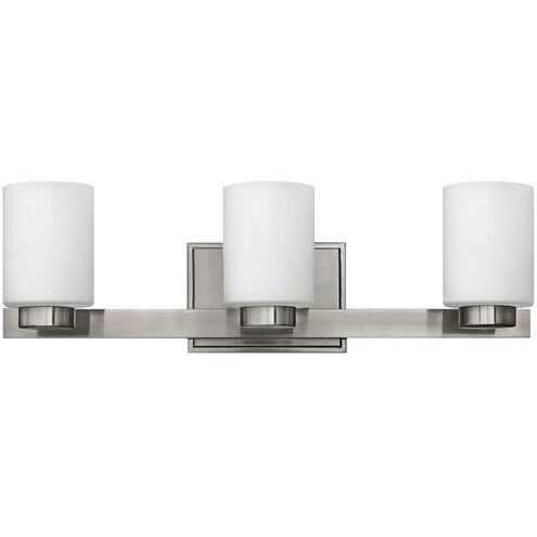 Miley 3 Light 22 inch Brushed Nickel Vanity Light Wall Light in Etched White