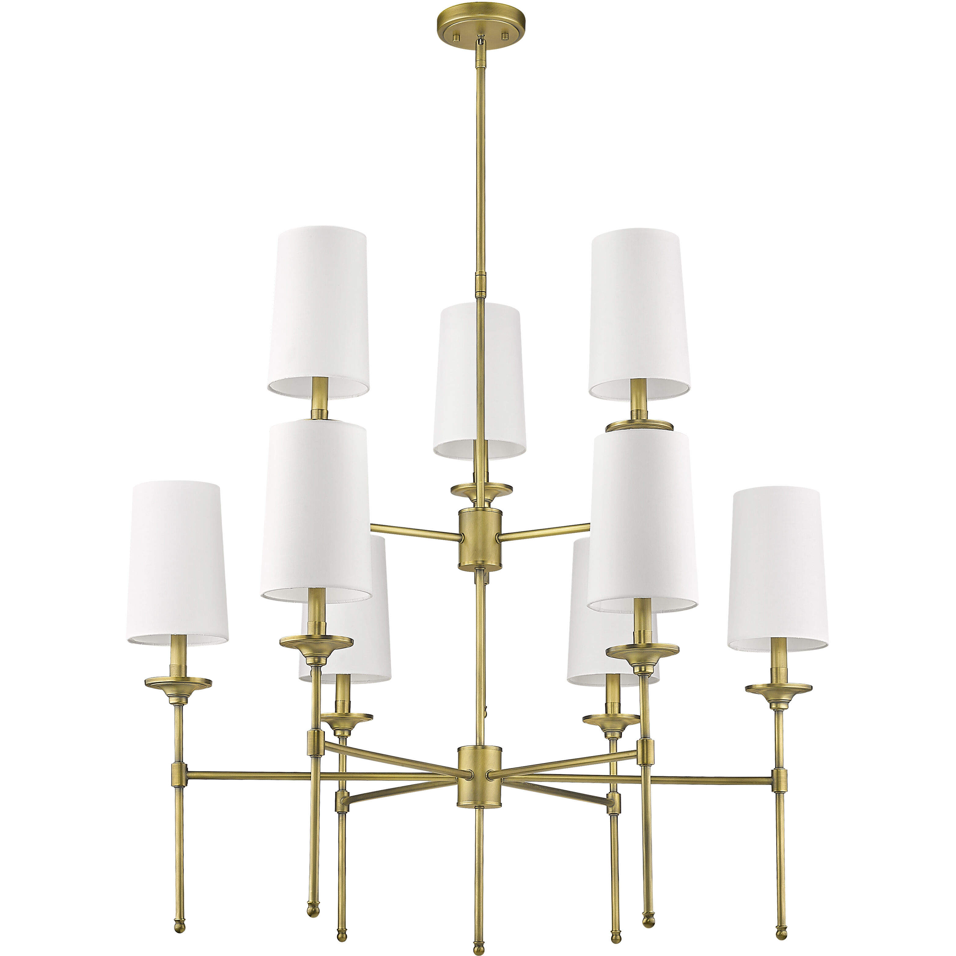 Emily 9 Light 38 inch Rubbed Brass Chandelier Ceiling Light