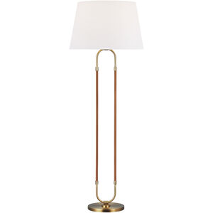 Katie 56 inch 9.50 watt Time Worn Brass / Saddle Leather Floor Lamp Portable Light