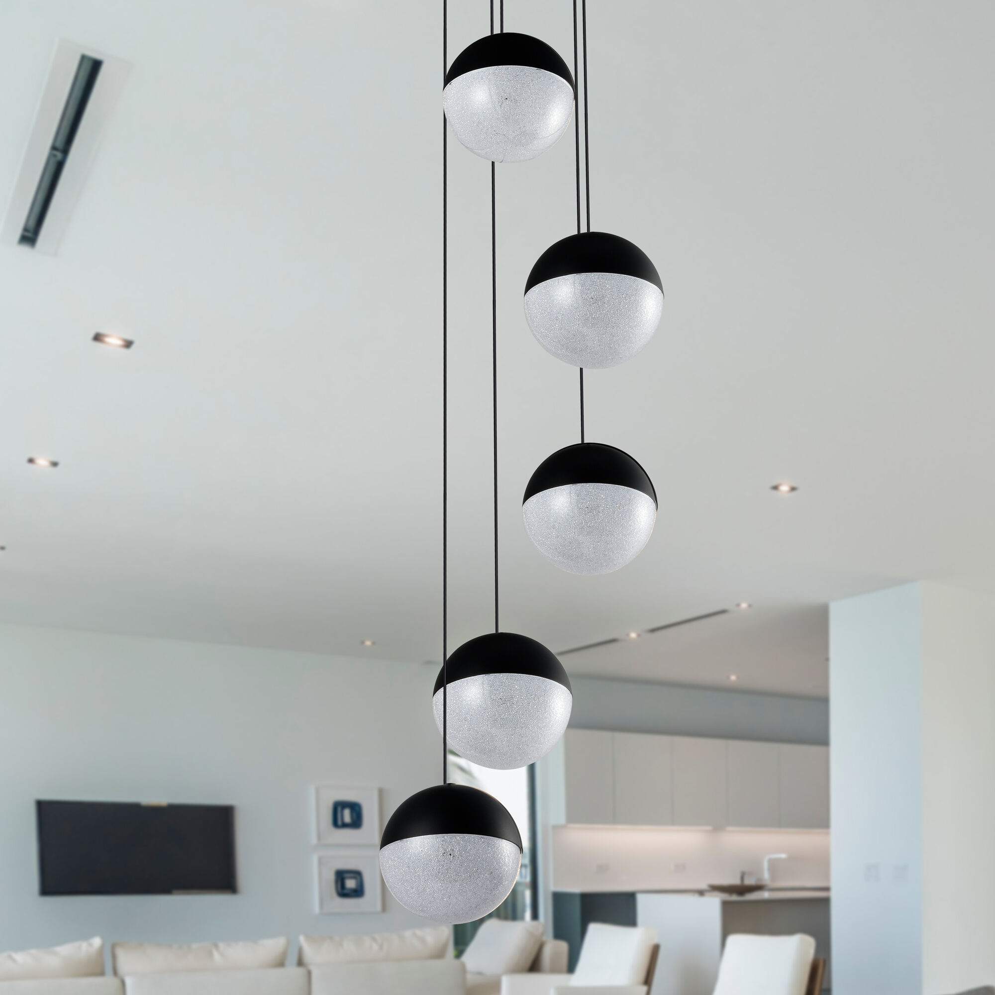 Artisan Collection/RAVELLO Series 5 Light 10.25 inch Black Pendant/Chandelier Ceiling Light