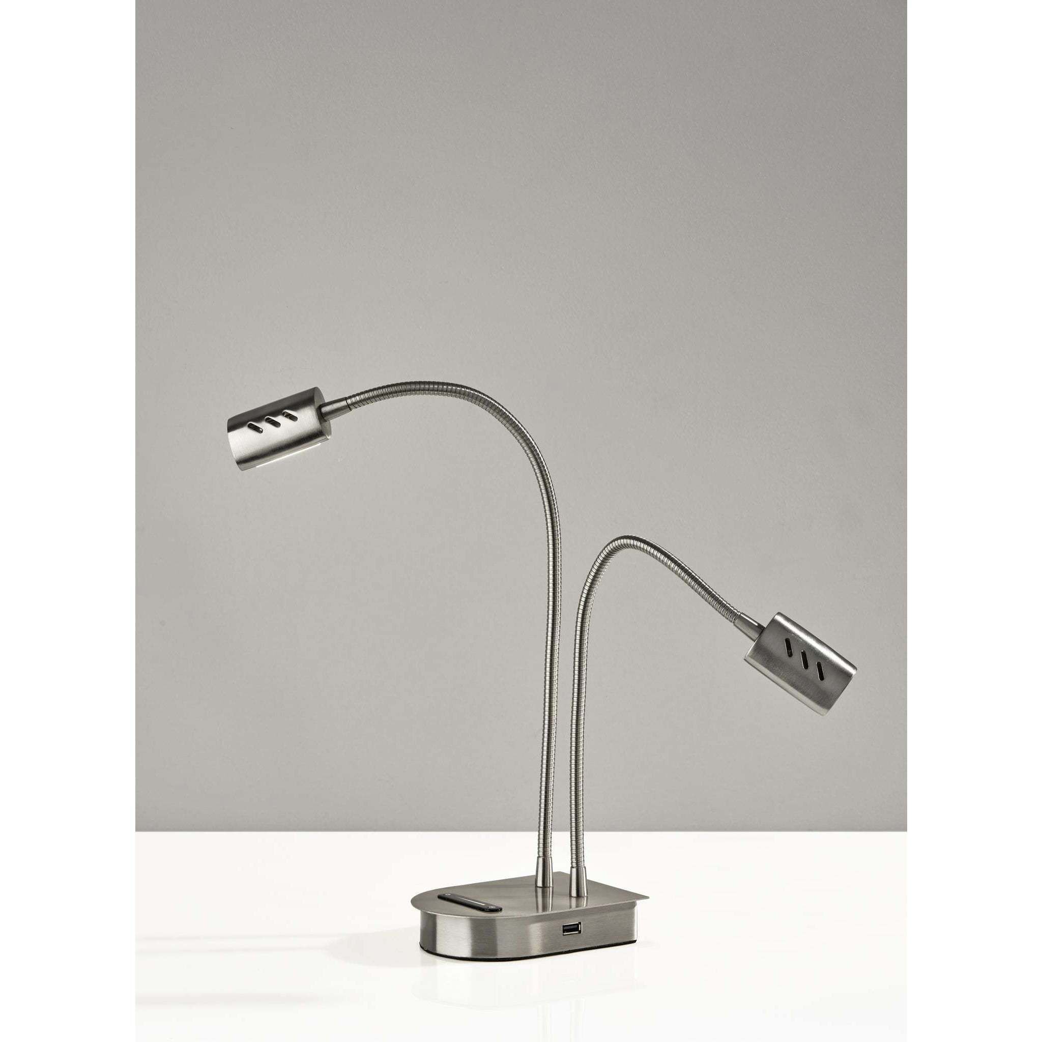 Eternity 14 inch 6.00 watt Brushed Steel Desk Lamp Portable Light, 2 Arm