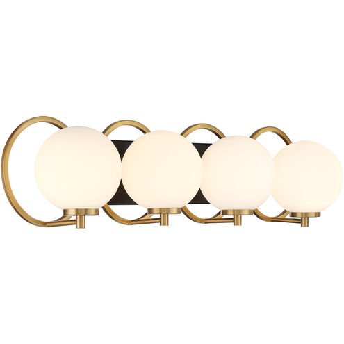 Alhambra 4 Light 32.5 inch Black with Warm Brass Accents Bathroom Vanity Light Wall Light