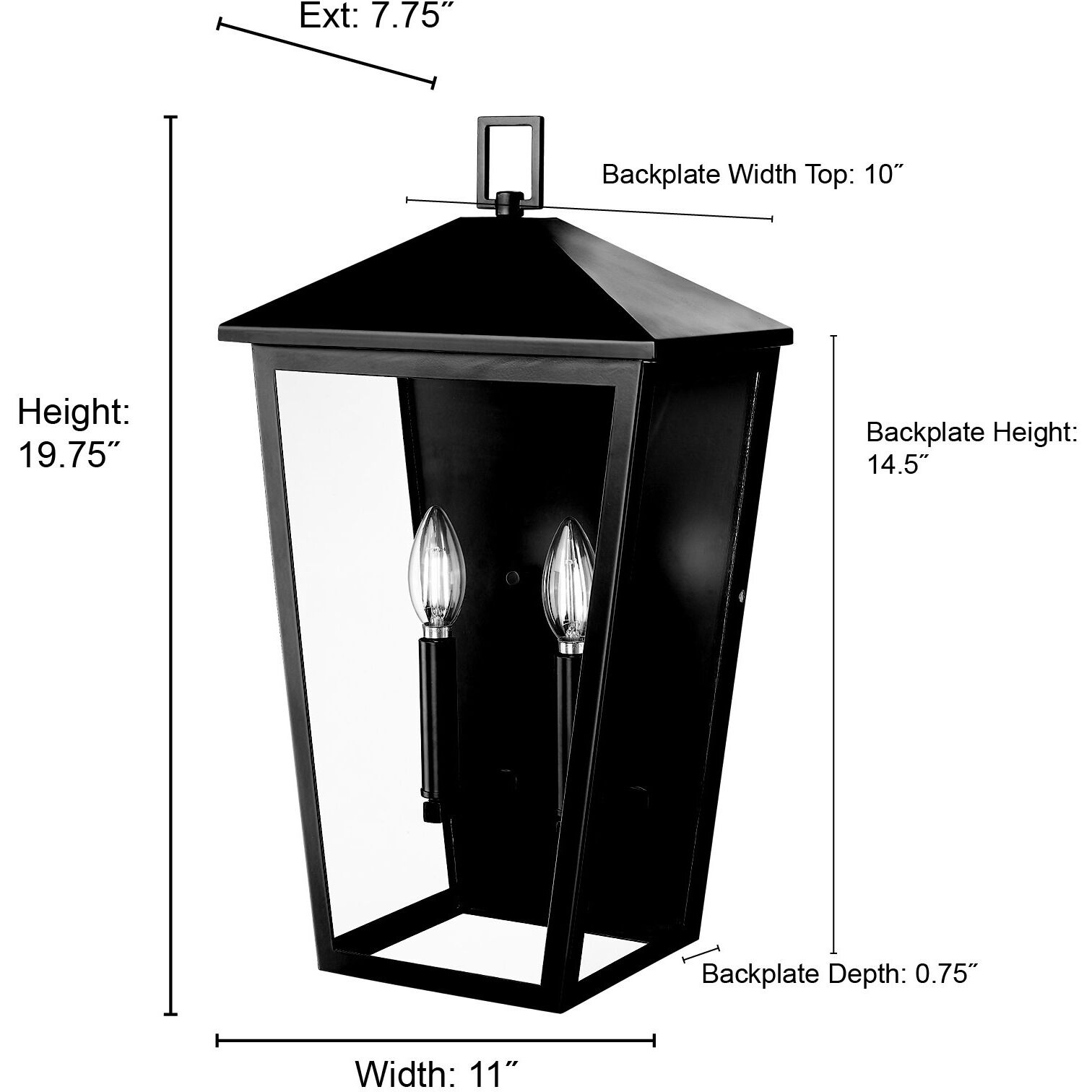 Munger 2 Light 19.75 inch Powder Coated Black Outdoor Wall Sconce