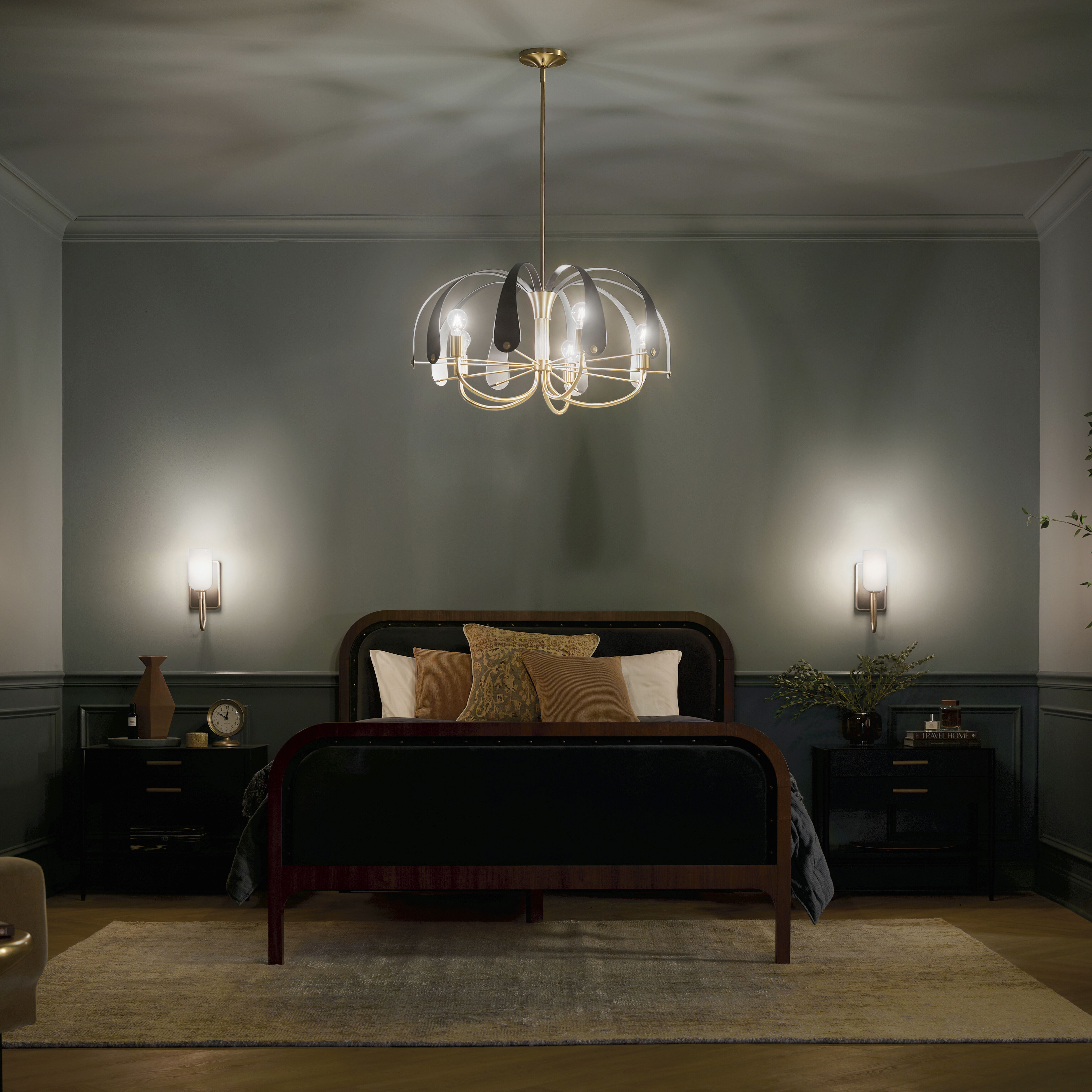 Petal LED 31 inch Champange White Chandelier Ceiling Light