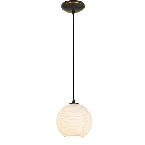 Japanese Lantern 1 Light 8 inch Oil Rubbed Bronze Pendant Ceiling Light in Incandescent, Cord