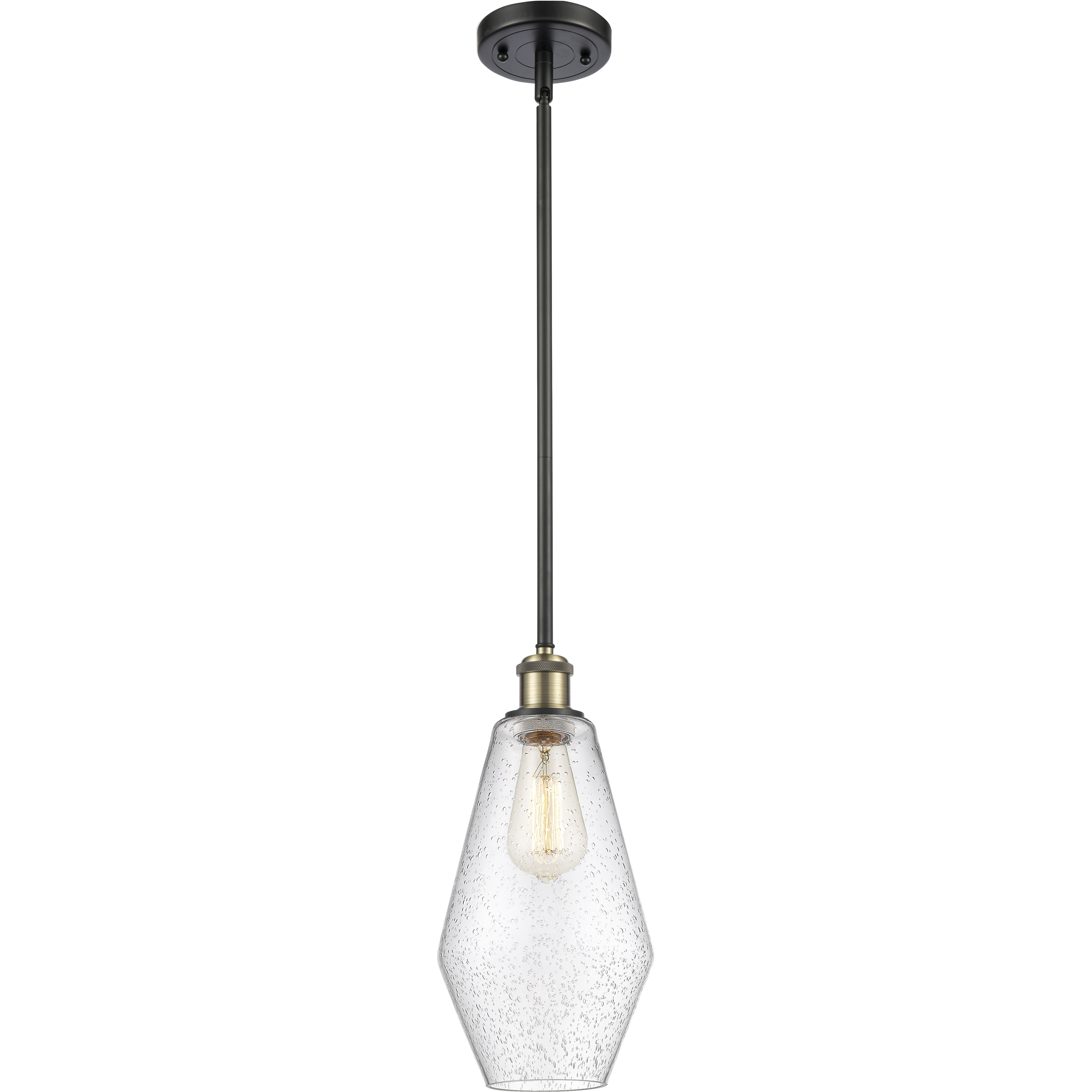 Ballston Cindyrella 1 Light 7 inch Black Antique Brass Mini Pendant Ceiling Light in Incandescent, Seedy Glass