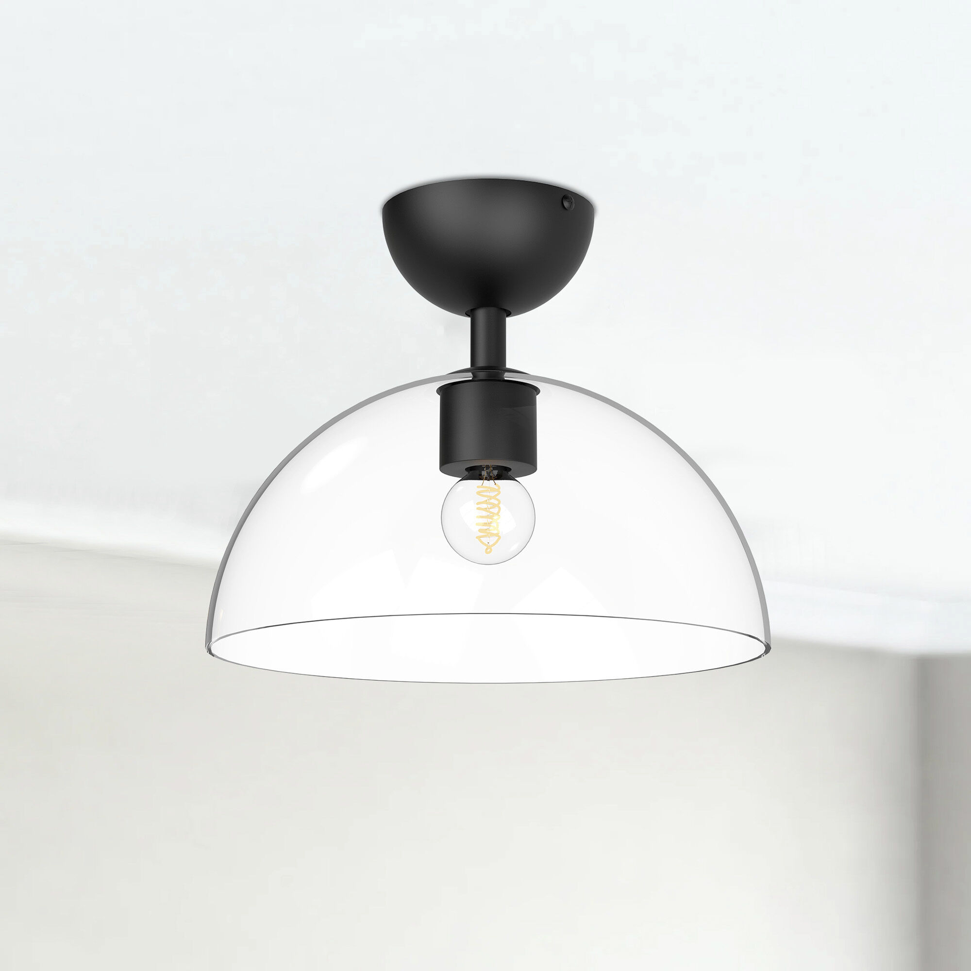 Alora Mood Jude 1 Light 12 inch Clear Glass/Matte Black Semi-Flush Mount Ceiling Light