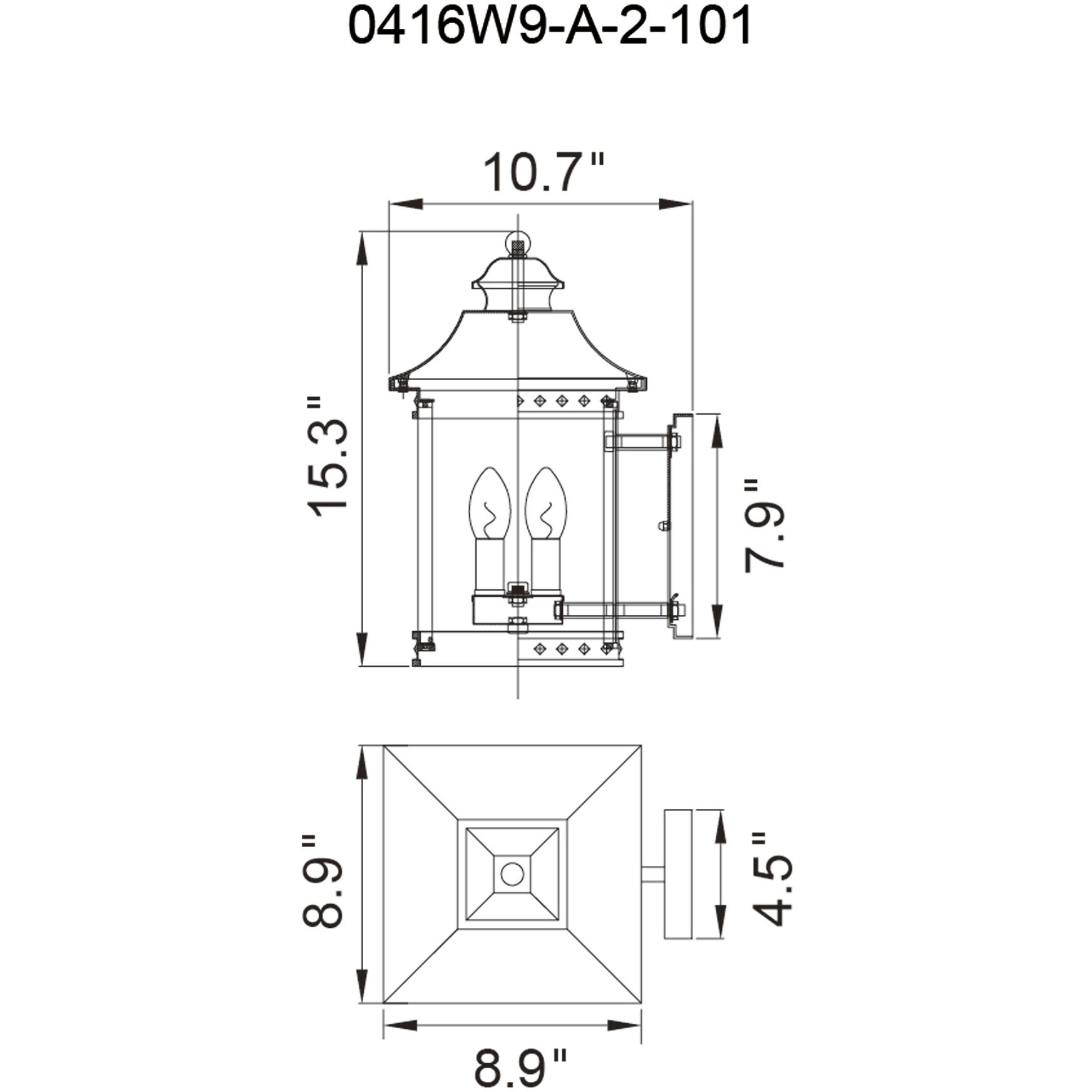Cleveland 2 Light 15.2 inch Black Outdoor Wall Light