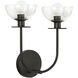 Alora Mood Sylvia 2 Light 12 inch Matte Black Bath Vanity Light Wall Light