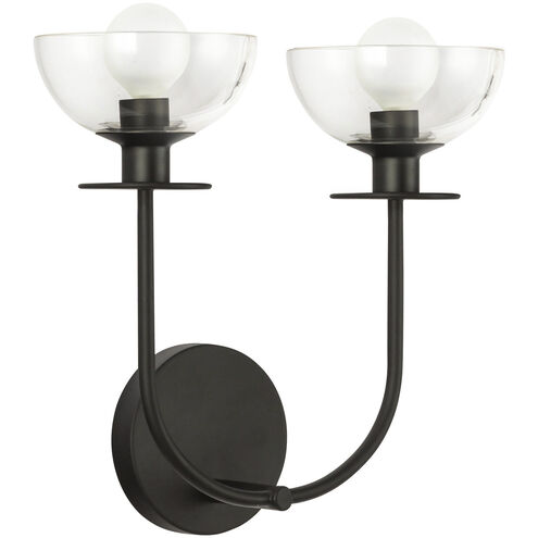 Alora Mood Sylvia 2 Light 12 inch Matte Black Bath Vanity Light Wall Light