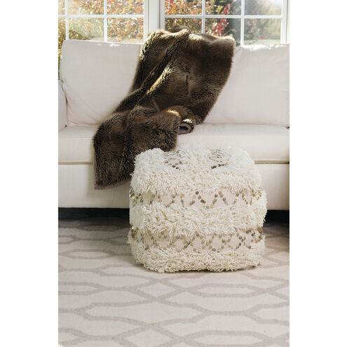 Hannah 14 inch White with Cream Pouf