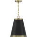Vintage 1 Light 12 inch Matte Black with Natural Brass Pendant Ceiling Light