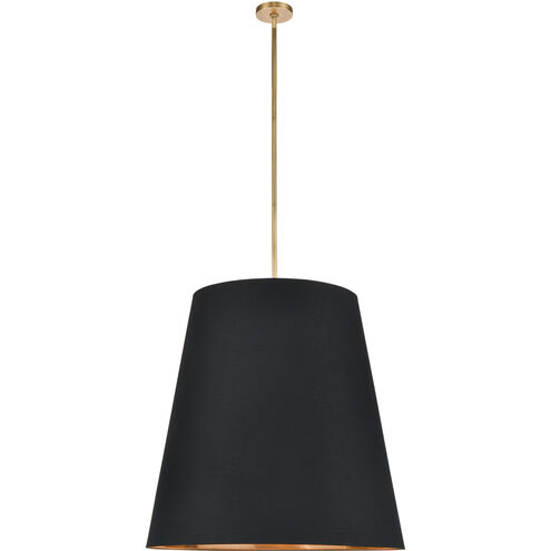 Calor 3 Light 30 inch Black Linen with Gold Parchment and Vintage Brass Pendant Ceiling Light
