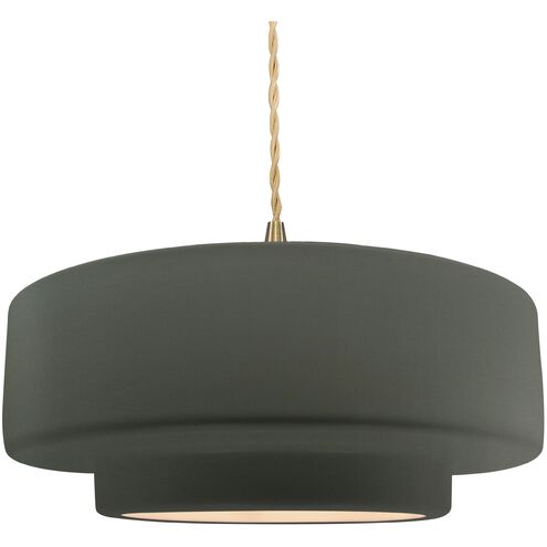 Radiance LED 16.25 inch Pewter Green and Brushed Brass Pendant Ceiling Light