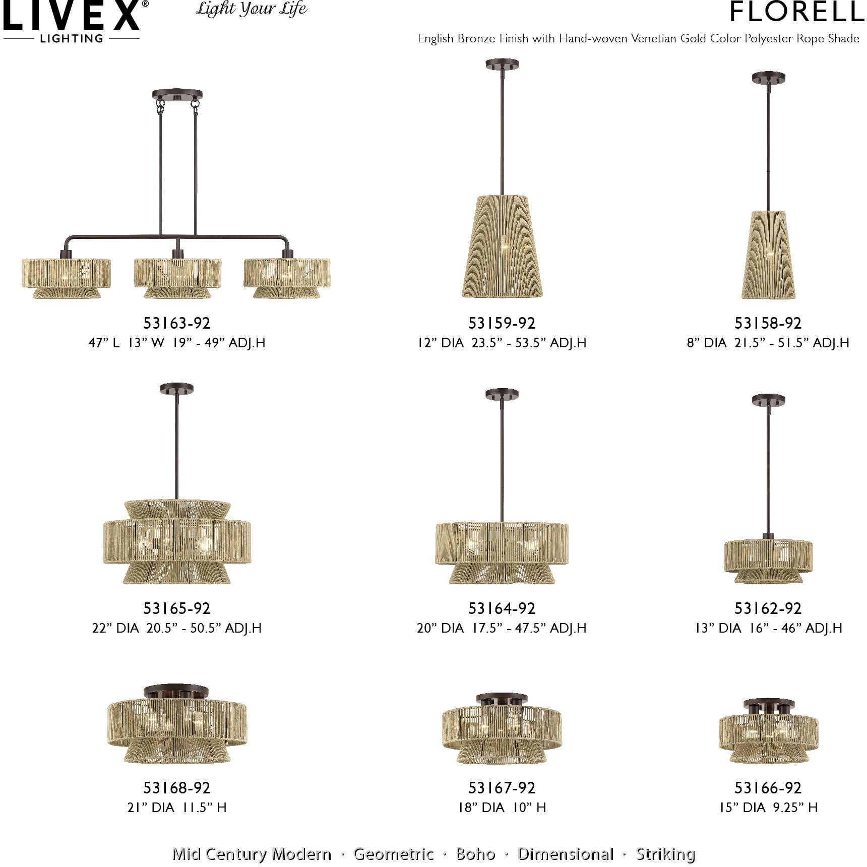 Florell 3 Light 18 inch English Bronze Semi Flush Mount Ceiling Light, Large