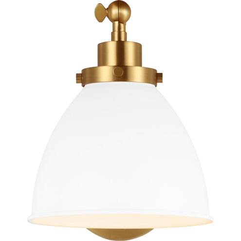 C&M by Chapman & Myers Wellfleet 15.88 inch 75 watt Matte White and Burnished Brass Task Sconce Wall Light in Matte White / Burnished Brass