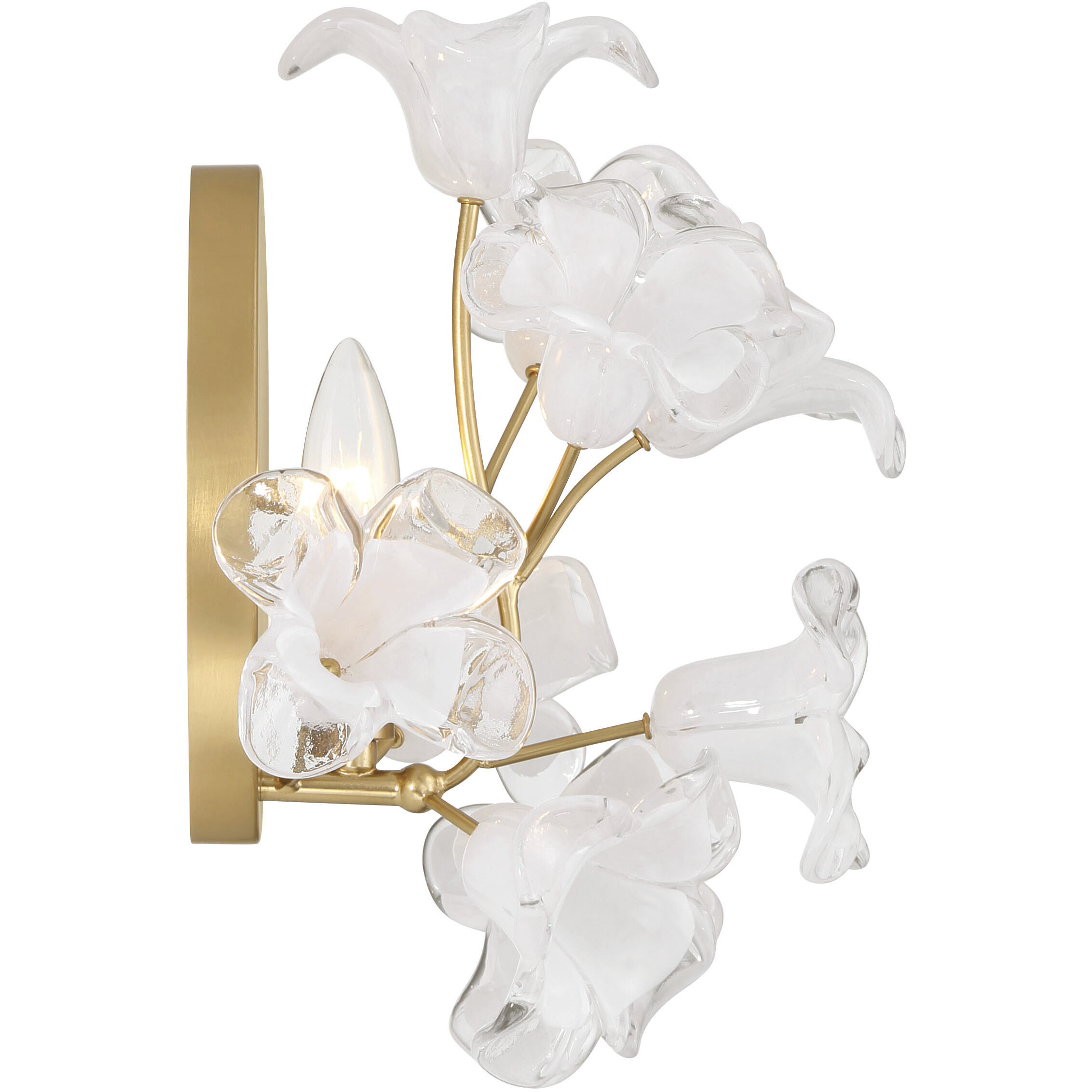 Bloome Wall Sconce Wall Light in Legacy Brass, Clear Handmade Glass