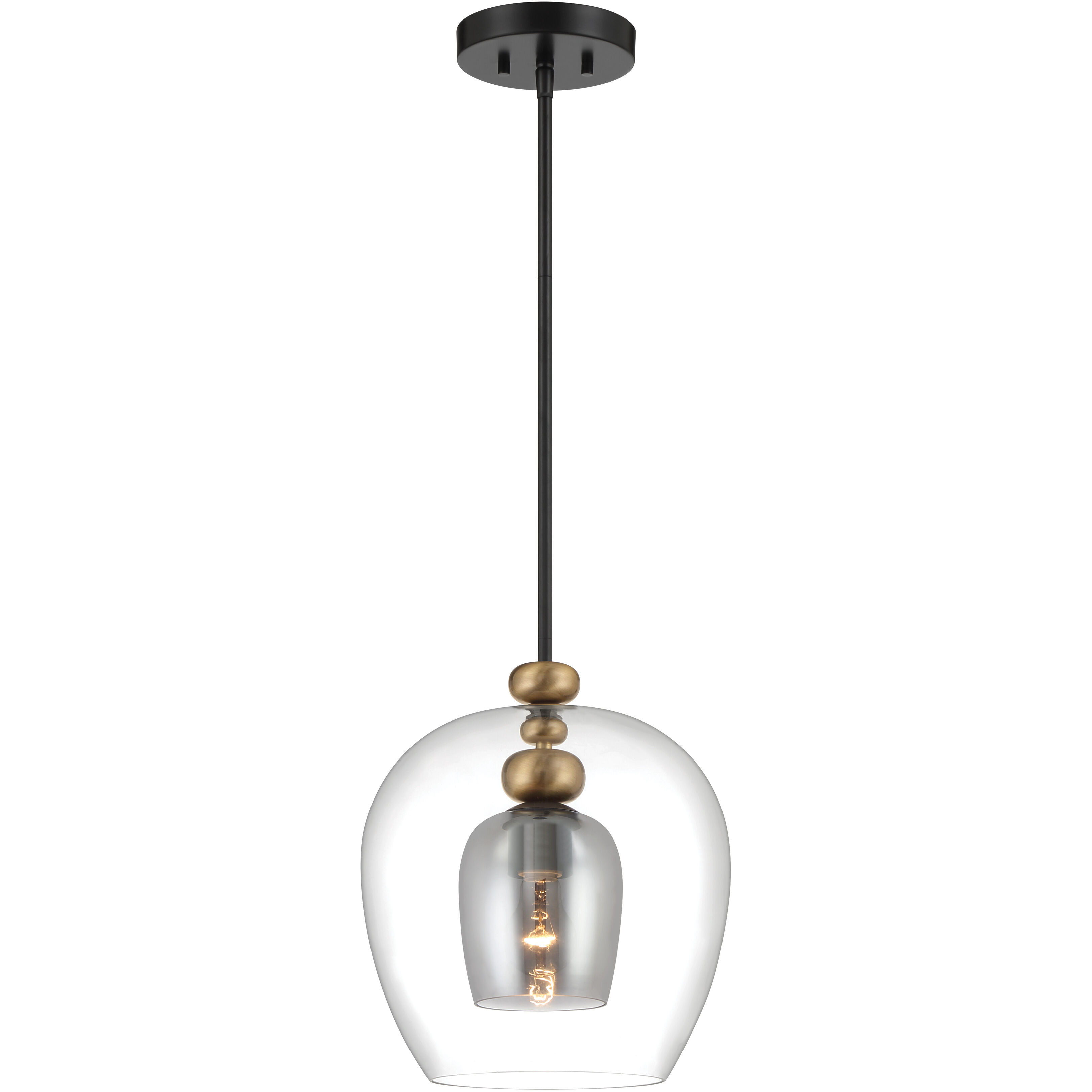 Amesbury 1 Light 11.75 inch Coal and Oxidized Aged Brass Pendant Ceiling Light