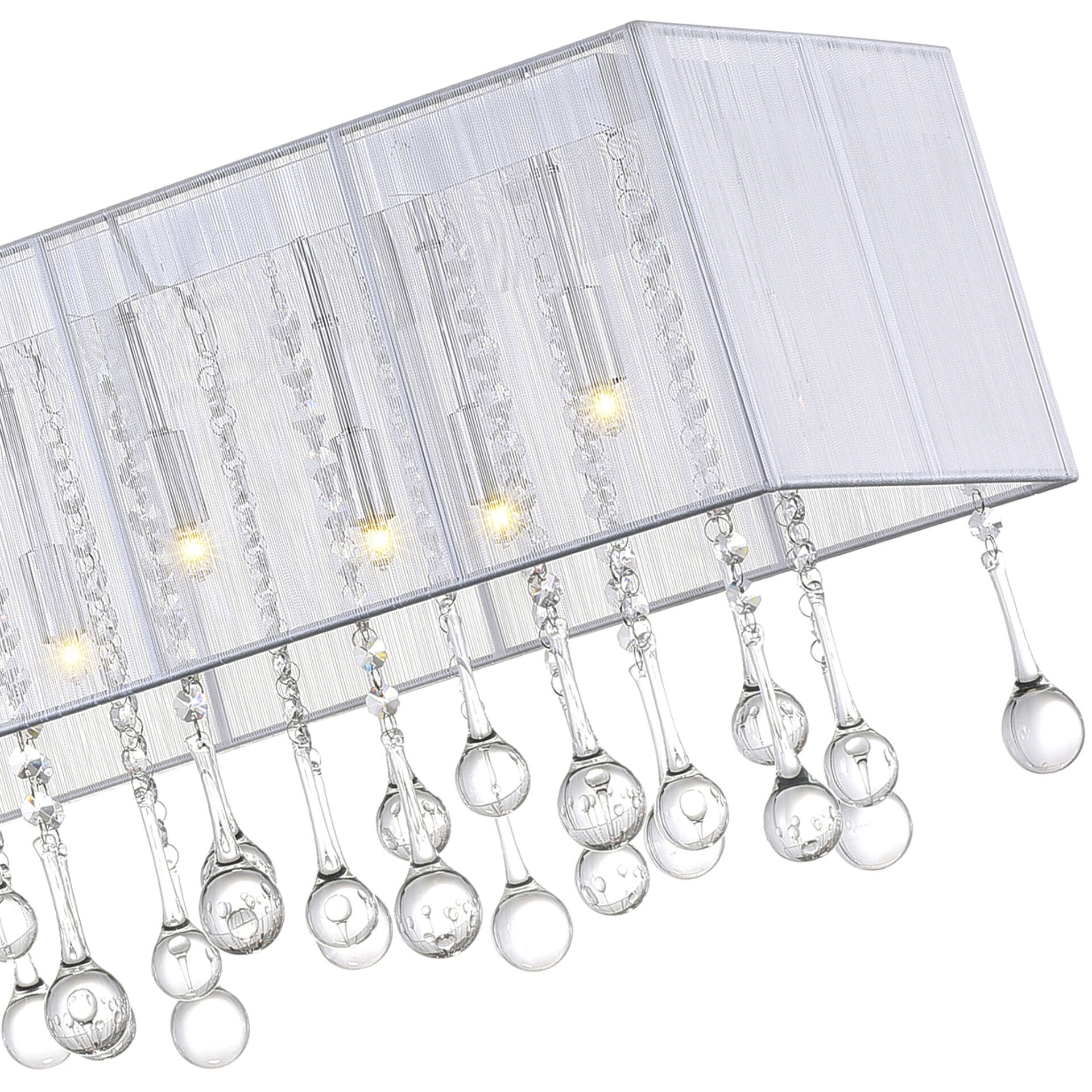 Water Drop 14 Light 40 inch Chrome Island/Pool Table Light Ceiling Light in White / Clear