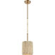 Abaca 1 Light 8 inch Satin Brass Mini Pendant Ceiling Light