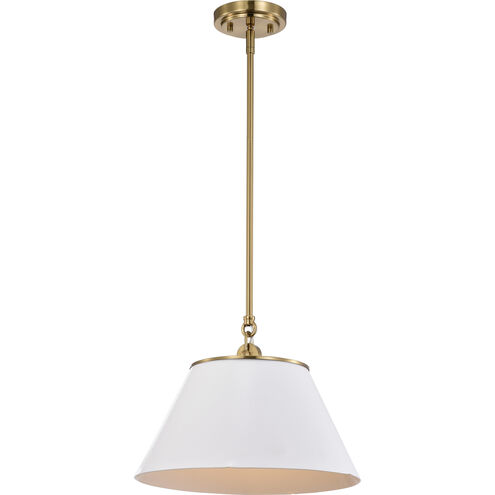 Dover 1 Light 14 inch White/Vintage Brass Pendant Ceiling Light