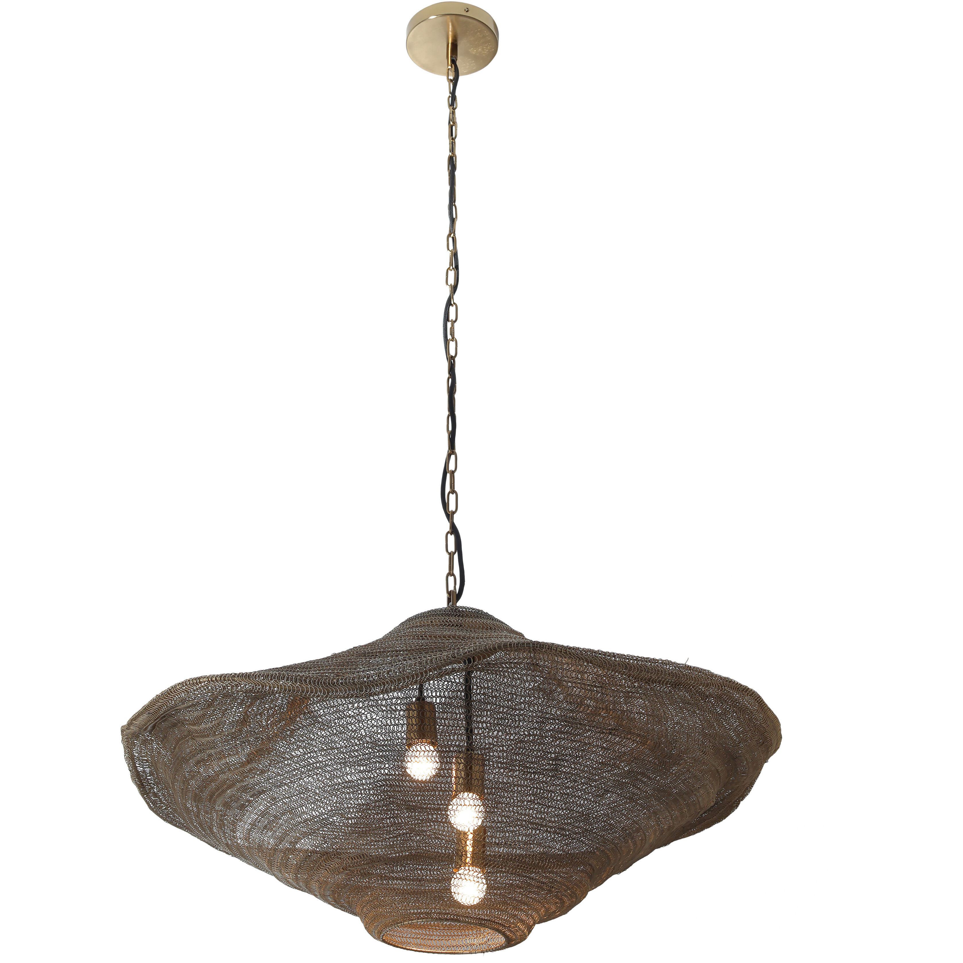 Marseille 3 Light 33 inch Brass Antique Pendant Ceiling Light
