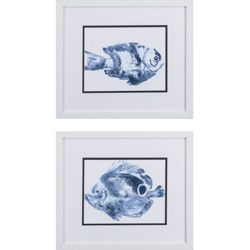 Blue Ocean Fish Blue and Teal and Turquoise Framed Art