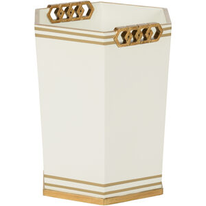 Oliver White/Cream and Gold Wastebasket