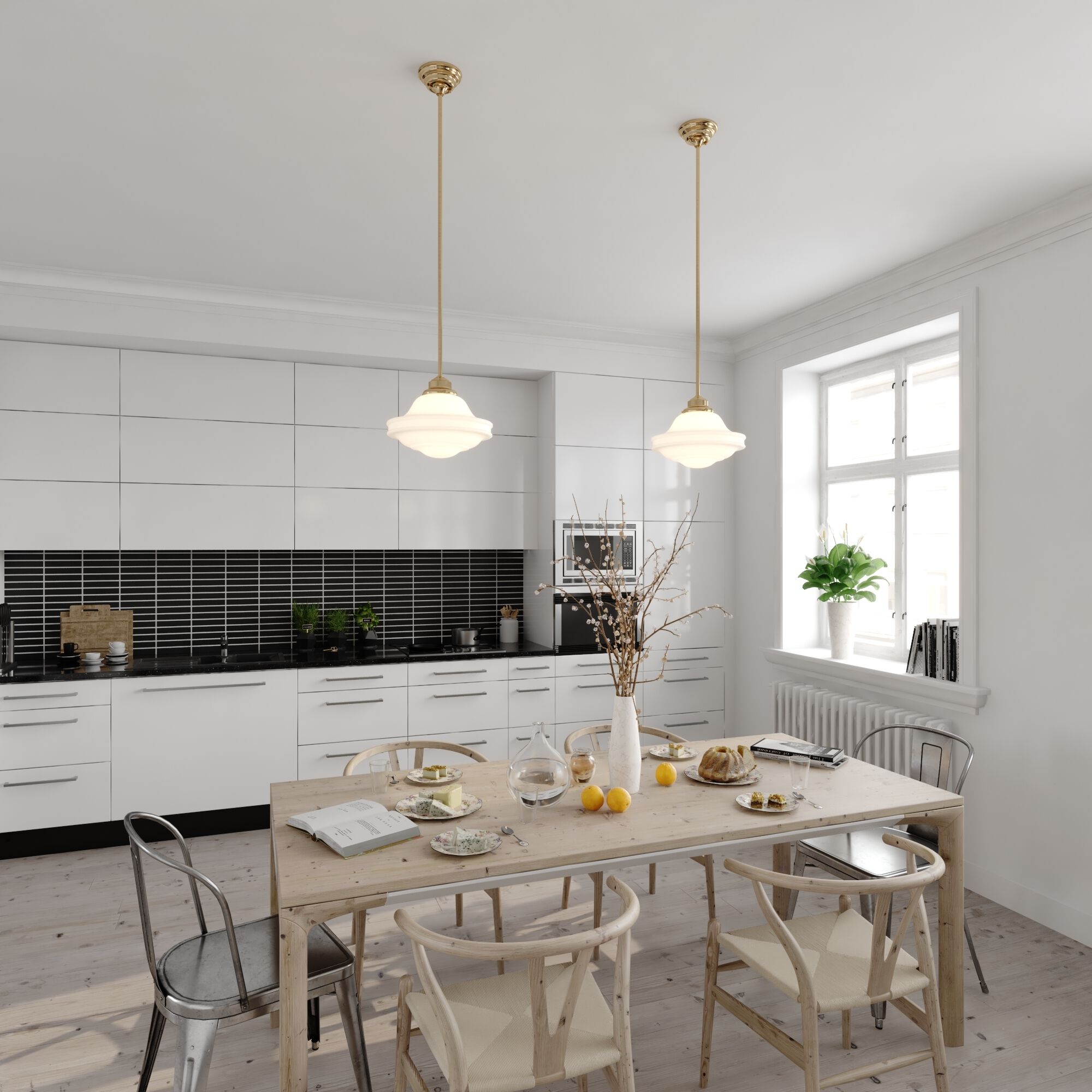 Huntley LED 12 inch Natural Brass Pendant Ceiling Light