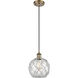 Ballston Farmhouse Rope LED 8 inch Brushed Brass Mini Pendant Ceiling Light in Clear Glass with White Rope, Ballston