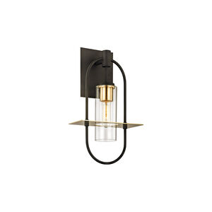Nouvel 1 Light 18 inch Dark Bronze And Brushed Brass Outdoor Wall Sconce