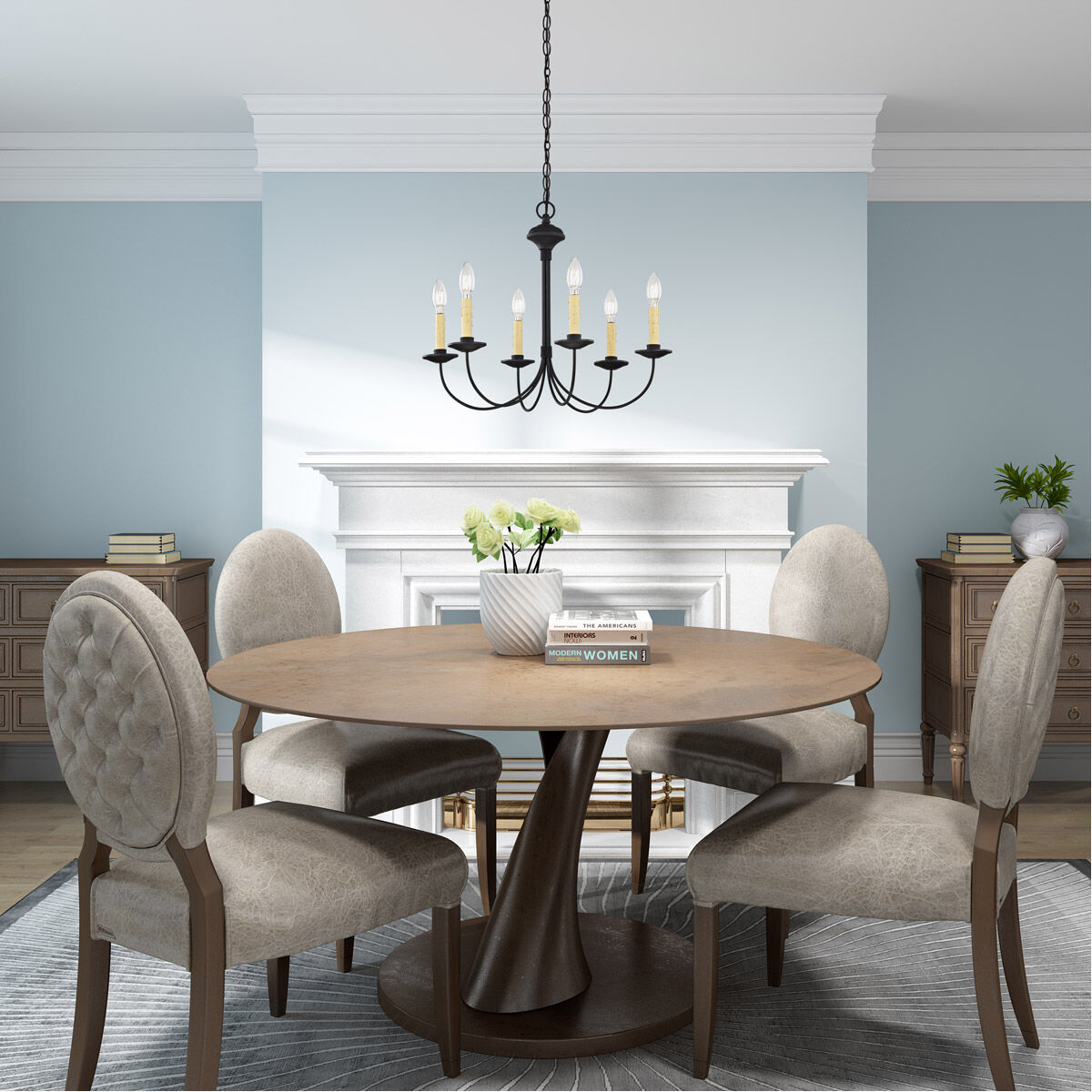 Heritage 6 Light 23 inch Black Chandelier Ceiling Light