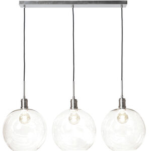 Luca 3 Light 38 inch Polished Nickel and Clear with Black Pendant Ceiling Light