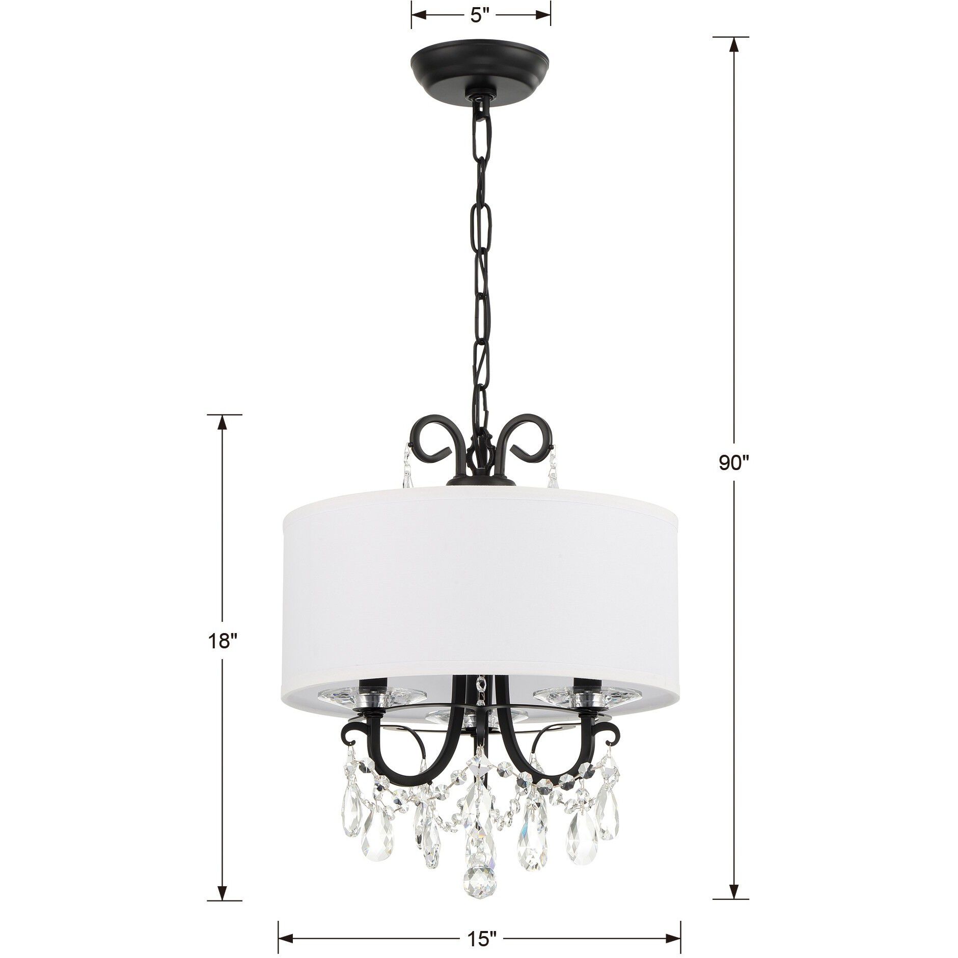 Othello 3 Light 14 inch Matte Black Mini Chandelier Ceiling Light in Clear Hand Cut