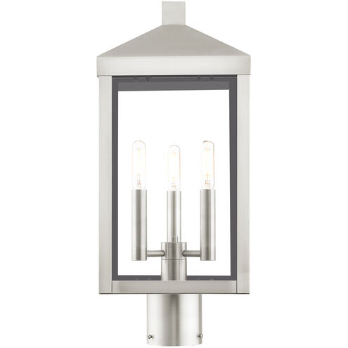 Nyack 3 Light 20 inch Brushed Nickel Outdoor Post Top Lantern