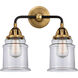 Nouveau 2 Canton 2 Light 14 inch Black Antique Brass Bath Vanity Light Wall Light in Clear Glass