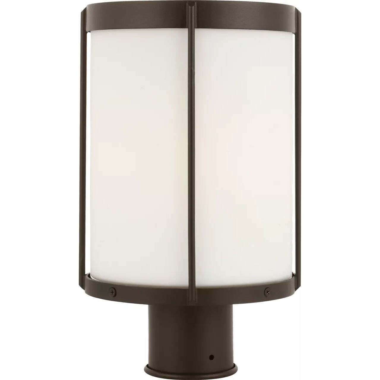 Luning LED 13.38 inch Antique Bronze Outdoor Post Lantern in Etched White Glass