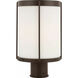 Luning LED 13.38 inch Antique Bronze Outdoor Post Lantern in Etched White Glass