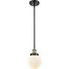 Ballston Beacon 1 Light 6 inch Black Antique Brass Pendant Ceiling Light in Matte White Glass