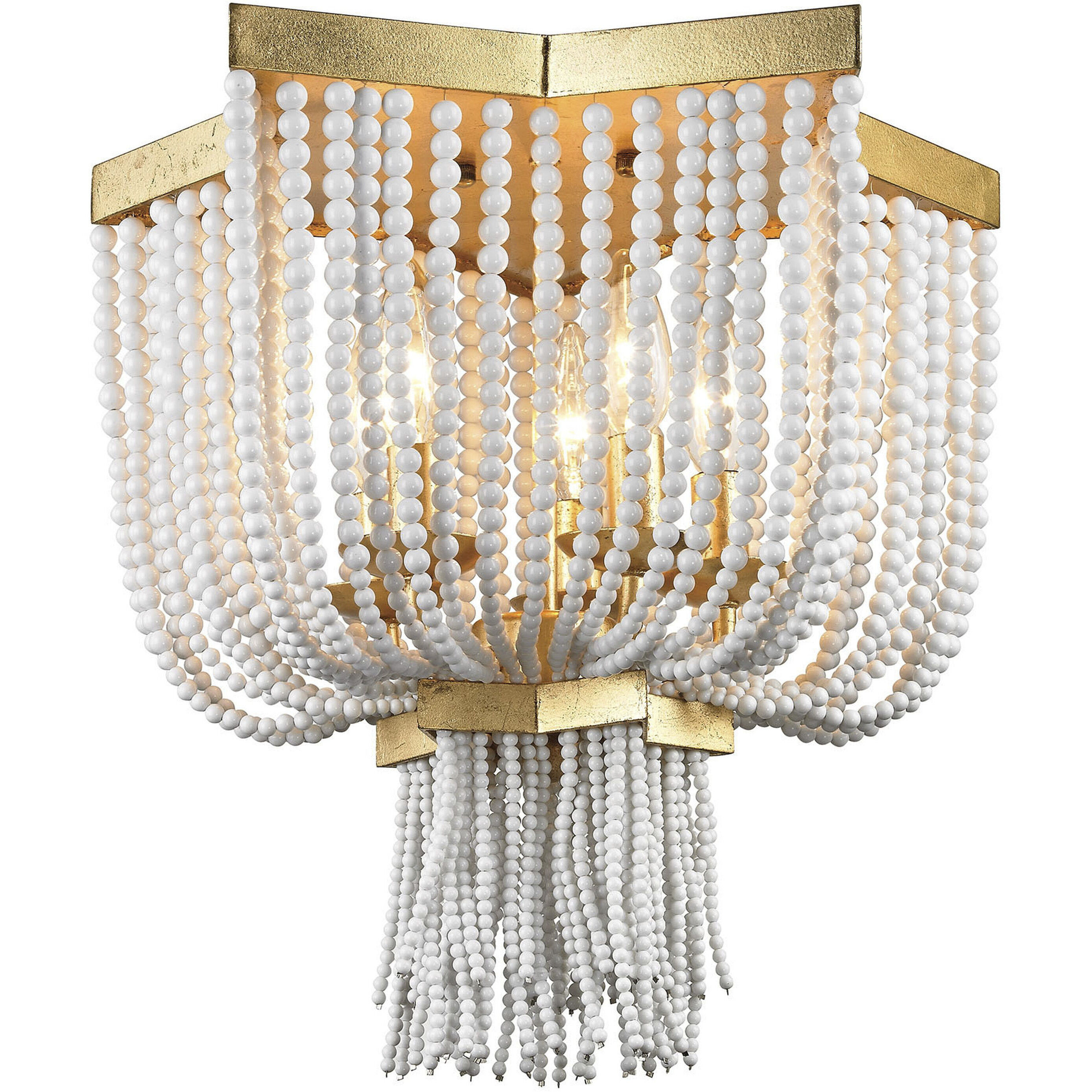 Chaumont 5 Light 16 inch Antique Gold Leaf Flush Mount Ceiling Light