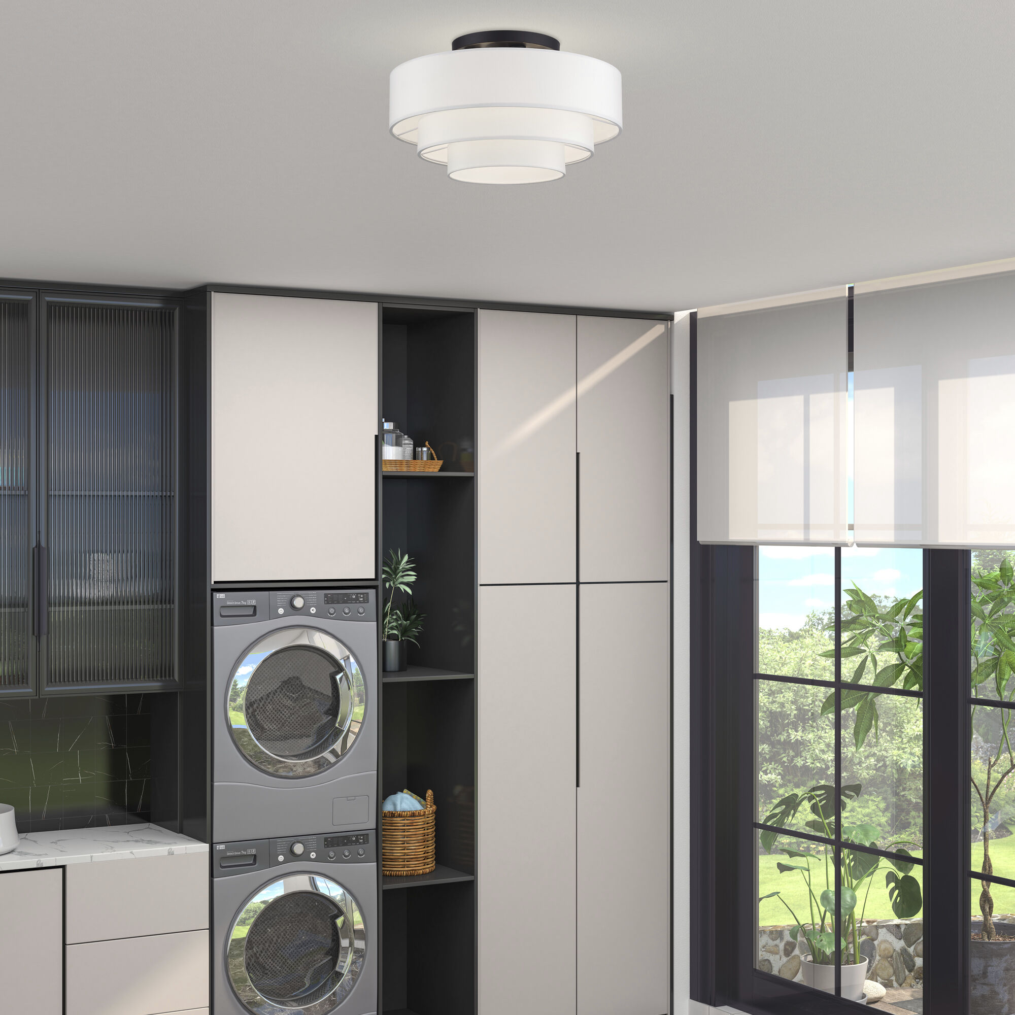 Manorwood 4 Light 21 inch Bronze Semi-Flush Ceiling Light