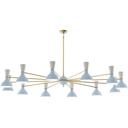 Clare LED 76 inch Modern Brass Chandelier Ceiling Light in Baby Blue and Lily