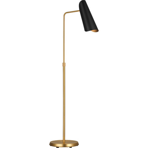 AERIN Tresa 56 inch 9 watt Midnight Black and Burnished Brass Task Floor Lamp Portable Light in Burnished Brass / Midnight Black